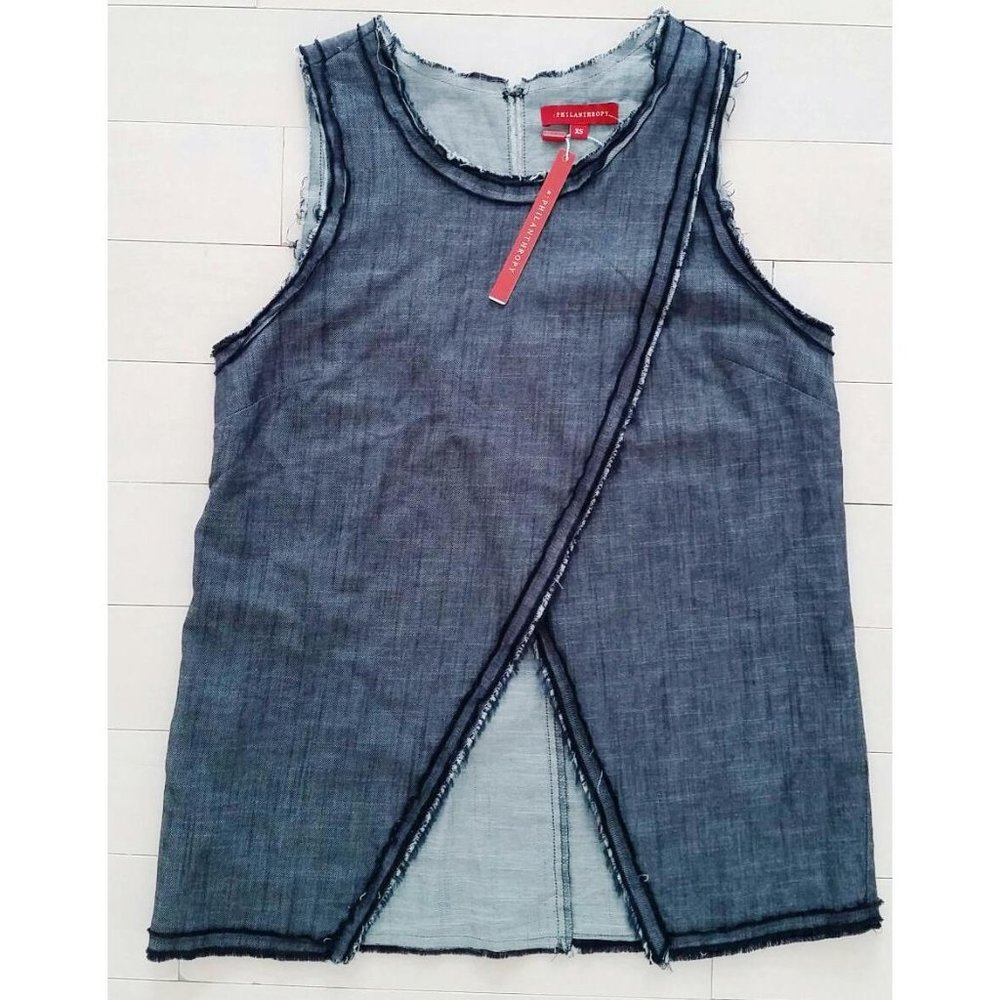 PHILANTHROPY Blue Cross Over TANK TOP Cotton Made in L.A ( XS )